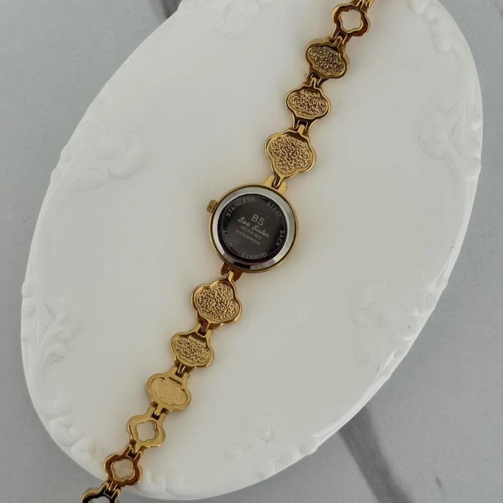 SKU0154 Casual Gold White Women Fashion Watch Bracelet Stainless steel +gift bag